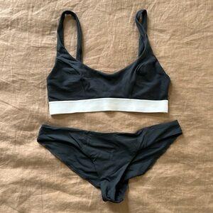 Boys & Arrows Grey Banded Bikini Top and Ruched Bottom